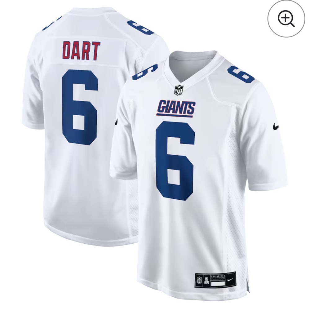 Men's Nike Jaxson Dart Tundra White New York Giants Fashion Game Jersey